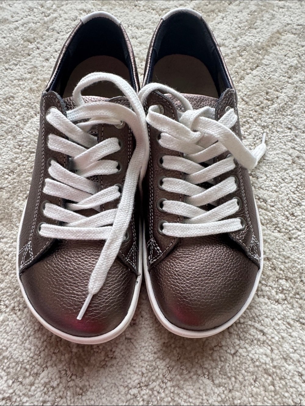 Birkenstock Bronze Metallic Low-Top Sneakers with White Laces